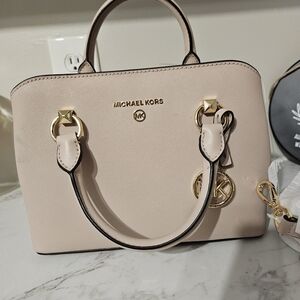 Michael Kors Light Pink Satchel with Gold Details